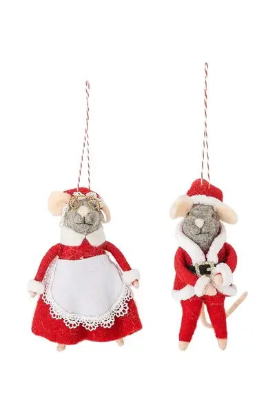 Vánoční dekorace Bloomingville 7 x 12 x 7 cm 2-pack červená barva