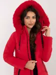 Red transitional jacket with detachable hood