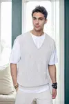 26088 Dewberry V-Neck Mens Sweater-GREY
