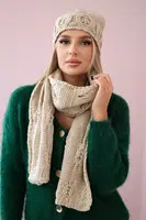 Women's set with scarf Adrianna K417 dark beige