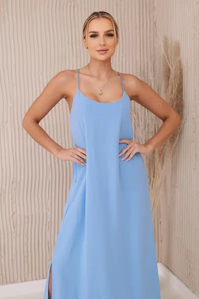 Women's dress with straps - sky blue