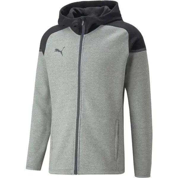 Puma TEAMCUP CASUALS HOODED JACKET Pánska športová bunda, tmavo sivá, veľkosť