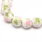 Handmade Flower Printed Porcelain Ceramic Beads Strands