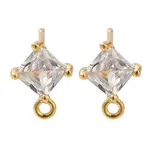 Brass Clear Cubic Zirconia Stud Earrings Finding for Women
