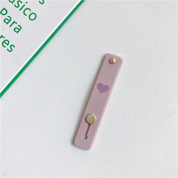 Rectangle with Heart Pattern Silicone Phone Strap Grip Holder Finger
