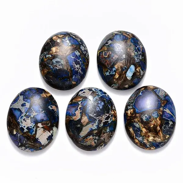 Assembled Synthetic Imperial Jasper and Bronzite  Cabochons