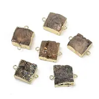 Electroplated Natural Druzy Agate Connector Charms