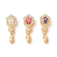 Golden Brass Micro Pave Clear Cubic Zirconia Ice Pick Pinch Bails