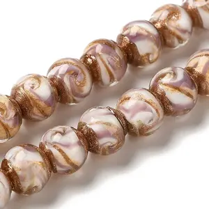 Gold Sand Lampwork Beads Strands