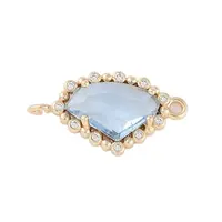 Golden Plated Brass Pave Clear Cubic Zirconia Connector Charms