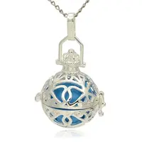 Silver Color Plated Brass Hollow Round Cage Pendants