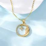 Brass Micro Pave Clear Cubic Zirconia Pendant Necklaces