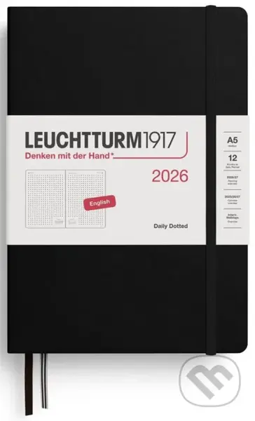 Daily Planner 2026 Medium (A5) Black - tečkovaný