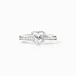2Pcs Heart 925 Sterling Silver Micro Pave Clear Cubic Zirconia Finger Rings for Women