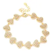 Brass Micro Pave Clear Cubic Zirconia Link Chain Bracelets