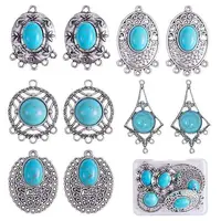 10pcs Turquoise+alloy pendant Vintage alloy earring head diy handmade material(5 styles)