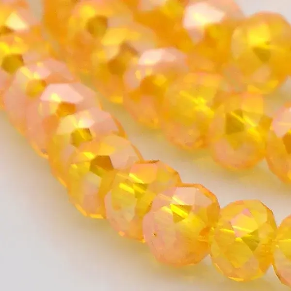 AB Color Plated Faceted Rondelle Electroplate Glass Beads Strands