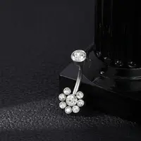 304 Stainless Steel Clear Cubic Zirconia Curved Barbell Belly Button Rings