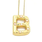 Brass & Plastic Pearl Letter Pendant Box Chain Necklaces for Women