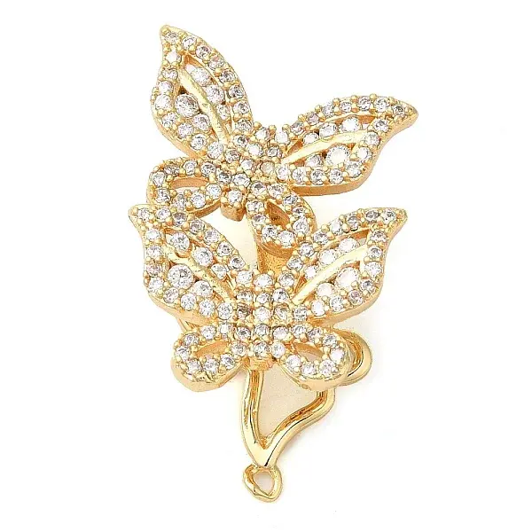 Brass Micro Pave Clear Cubic Zirconia Fold Over Clasps