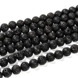 Natural Lava Rock Round Bead Strands