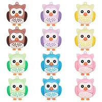 12Pcs 6 Colors PVC Cartoon Owl Doll Pendants