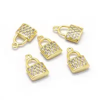 Brass Micro Pave Cubic Zirconia Charms
