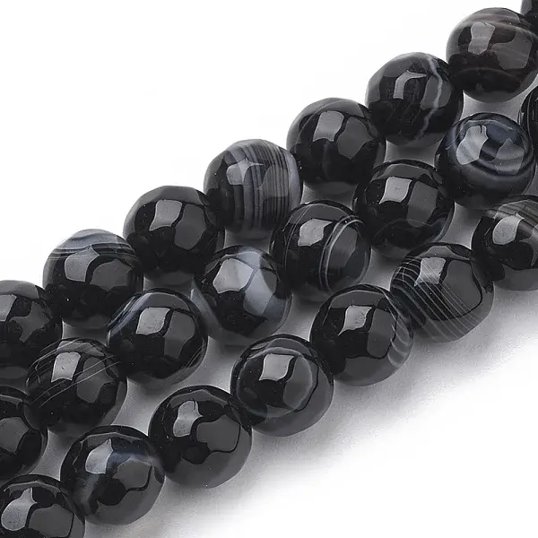 Natural Black Agate Beads Strands