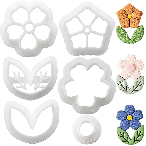 5 Styles Flower & Leaf Plastic Clay Pressed Molds