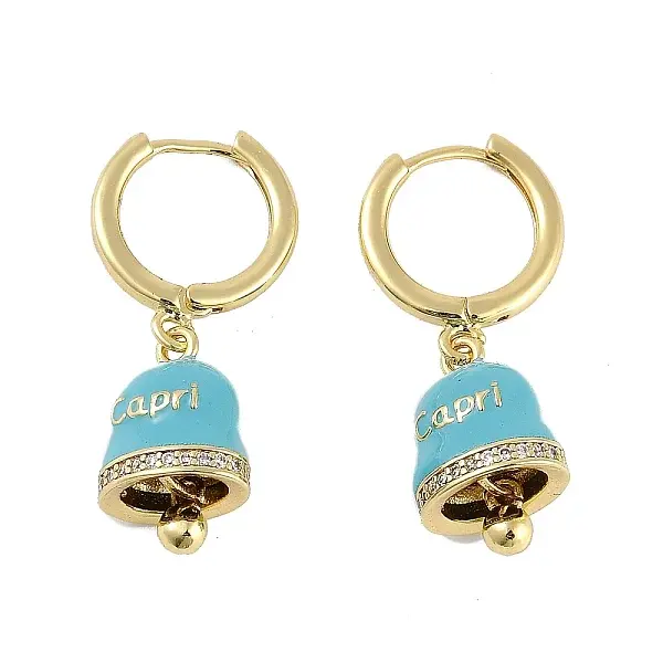 Bell Brass & Enamel Hoop Earrings for Women