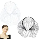 2Pcs 2 Colors Bridal Pearl Mesh Veil Cloth Hair Bands