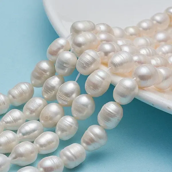 Natural Cultured Freshwater Pearl Beads Strands Rice