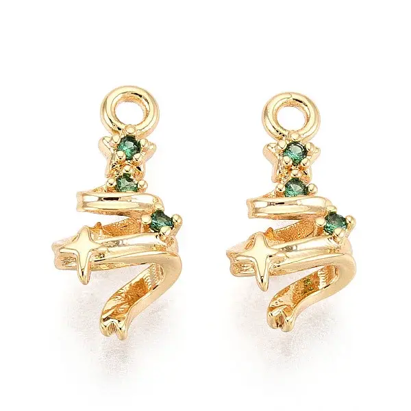 Brass Micro Pave Cubic Zirconia Charms