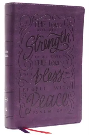 NKJV, Giant Print Center-Column Reference Bible, Verse Art Cover Collection, Leathersoft, Purple, Red Letter, Comfort Print - Thomas Nelson