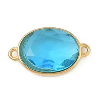 304 Stainless Steel Cubic Zirconia Oval Connector Charms