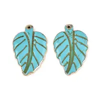 Dyed Synthetic Turquoise Leaf Pendants