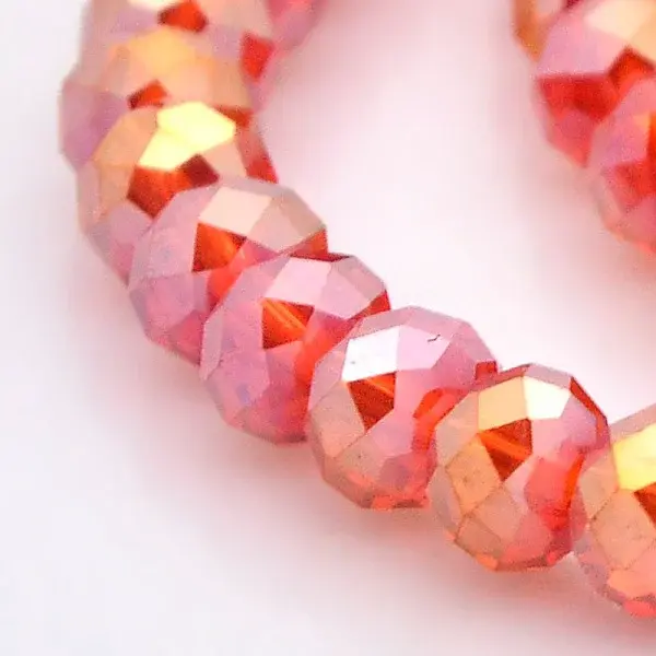 AB Color Plated Faceted Rondelle Electroplate Glass Beads Strands