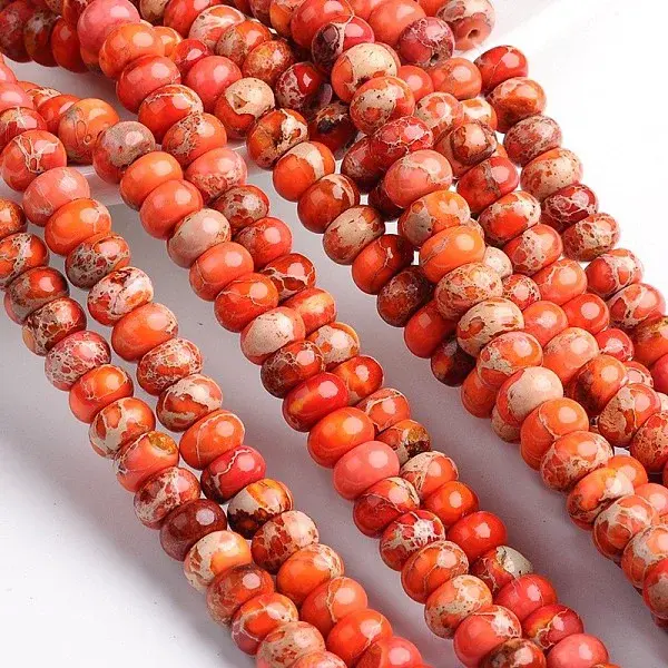 Dyed Natural Imperial Jasper Rondelle Beads Strands