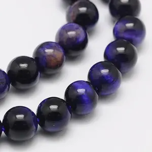 Natural Purple Tiger Eye Round Bead Strands