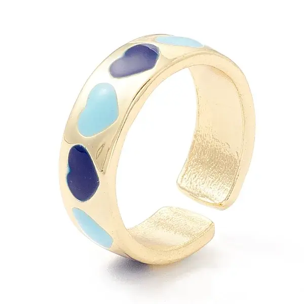 Heart Pattern Enamel Cuff Ring for Girl Women