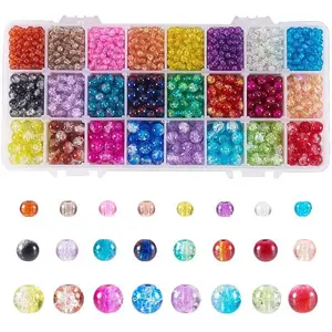 Spray Painted Crackle Glass Beads Sets
