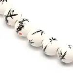 Handmade Flower Printed Porcelain Ceramic Beads Strands