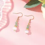 Round Natural Malaysia Jade & Cat Eye Beaded Dangle Earrings