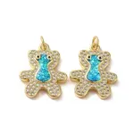 Brass Micro Pave Cubic Zirconia with Synthetic Opal Pendants
