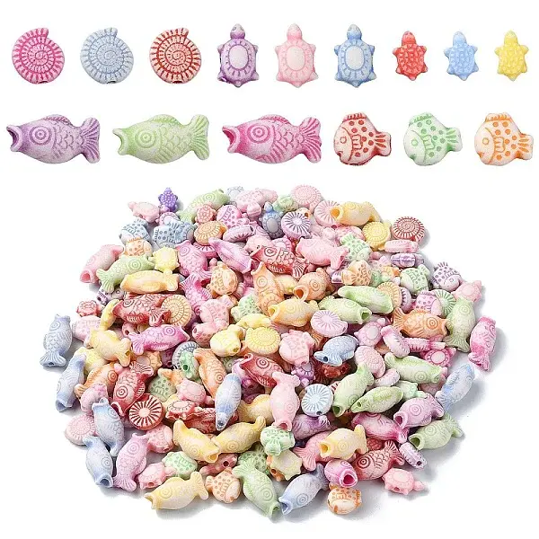400Pcs 5 Styles Craft Style Acrylic Beads