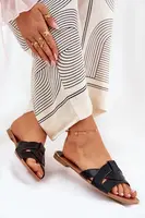 Boto Ploché Dámské Pantofle S Proplétajícími Se Pásky Černé Selaenor