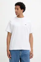 Bavlněné tričko Vans pánské, bílá barva, s potiskem, VN000R9XWHT1