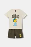 Dětská bavlněná souprava adidas zelená barva, JL9174
