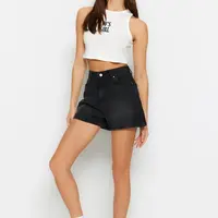 Trendyol Black High Waist Denim Shorts