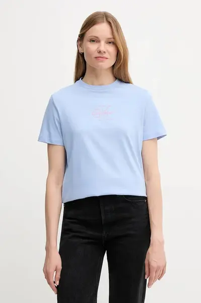 Bavlněné tričko Calvin Klein Jeans dámské, fialová barva, LV047C863G